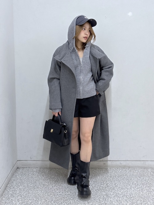 セール】◇【3サイズ展開XS-M】スタンドカラーロングコート【低身長