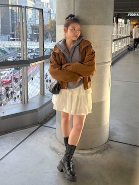 「アイテム（ブルゾン）」を使った、𝐒𝐡𝐢𝐧𝐨さん（レディース・150cm）の秋コーディネート