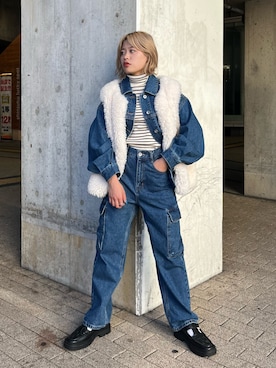 「FREE'S MART（フリーズマート）のアイテム（デニムジャケット）」を使った、𝐒𝐡𝐢𝐧𝐨さん（レディース・150cm）の秋コーディネート