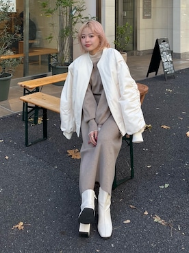 「FREE'S MART（フリーズマート）のアイテム（MA-1）」を使った、𝐒𝐡𝐢𝐧𝐨さん（レディース・150cm）の冬コーディネート