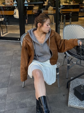 「アイテム（ブルゾン）」を使った、𝐒𝐡𝐢𝐧𝐨さん（レディース・150cm・20代）の秋コーディネート