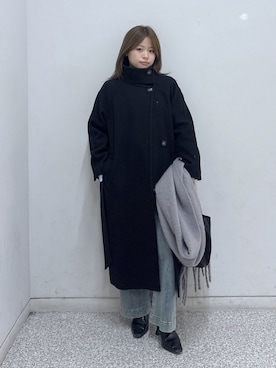 「アイテム（ステンカラーコート）」を使った、𝐒𝐡𝐢𝐧𝐨さん（レディース・150cm・20代）の冬コーディネート