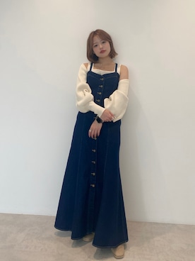「短丈トップス」｜「アイテム（ワンピース/ドレス）」を使った、𝐒𝐡𝐢𝐧𝐨さん（レディース・150cm）の秋コーディネート
