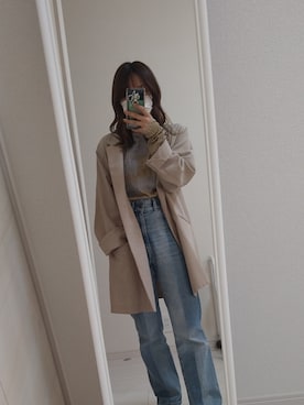 「Kastane（カスタネ）のタイダイシャーリングトップス（Tシャツ/カットソー、グレー系）」を使った、AKIさん（レディース・151cm）の春コーディネート