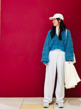 「GU（ジーユー）のアイテム（スラックス）」を使った、Poteさん（レディース・170cm）の冬コーディネート