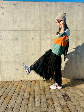 「アイテム（スウェット）」を使った、Poteさん（レディース・170cm）の秋コーディネート