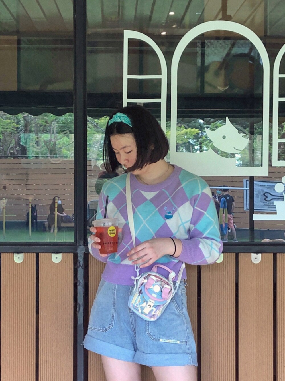「Cute、sweater、casual」｜「stradivariusのアイテム（カチューシャ、その他）」を使った、Meiさん（レディース・163cm）の夏コーディネートの1枚目の写真