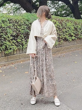 「フェイクレザー」｜「アイテム（ステンカラーコート）」を使った、&りっちさん（レディース・154cm）の秋コーディネート