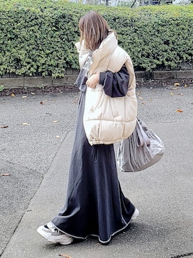 「アイテム（ベスト）」を使った、&りっちさん（レディース・154cm）の秋コーディネート