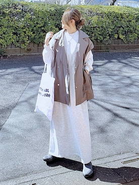 「スウェットワンピース」｜「アイテム（トートバッグ）」を使った、&りっちさん（レディース・154cm）の春コーディネート