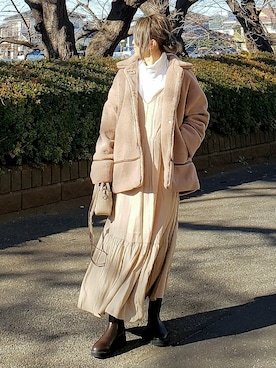 「Crisp（クリスプ）のアイテム（ブルゾン）」を使った、&りっちさん（レディース・154cm）の冬コーディネート