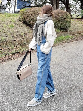 「EDWIN（エドウィン）のアイテム（オールインワン・サロペット）」を使った、&りっちさん（レディース・154cm）の秋コーディネート