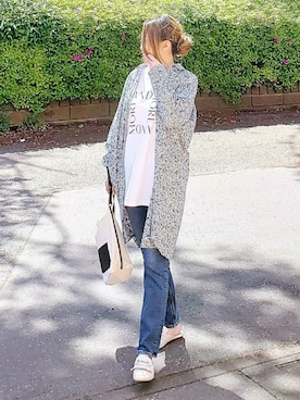 「花柄」｜「アイテム（シャツワンピース）」を使った、&りっちさん（レディース・154cm）の春コーディネート