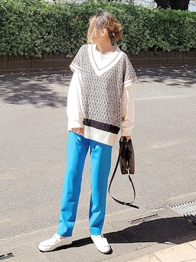 「frames RAY CASSIN（フレームスレイカズン）のアイテム（ベスト）」を使った、&りっちさん（レディース・154cm）の秋コーディネート