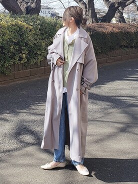 「Crisp（クリスプ）のアイテム（トレンチコート）」を使った、&りっちさん（レディース・154cm）の冬コーディネート