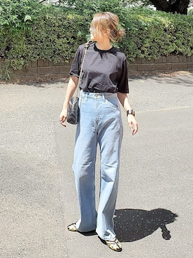 「Lee」｜「アイテム（その他シューズ）」を使った、&りっちさん（レディース・154cm）の夏コーディネート