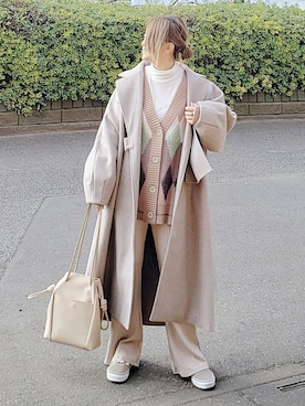 「ケープコート」｜「アイテム（その他アウター）」を使った、&りっちさん（レディース・154cm）の冬コーディネート