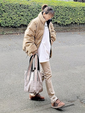 「アイテム（トートバッグ）」を使った、&りっちさん（レディース・154cm）の秋コーディネート