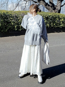 「Traditional Weatherwear（トラディショナルウェザーウェア）のMARCHE BAG MINI（トートバッグ）」を使った、&りっちさん（レディース・154cm）の冬コーディネート