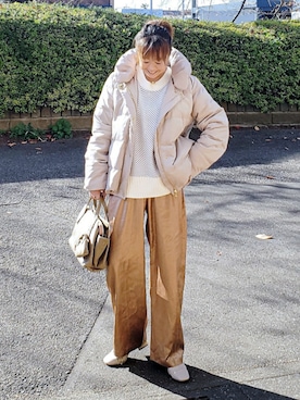 「アイテム（ダウンジャケット/コート）」を使った、&りっちさん（レディース・154cm）の冬コーディネート