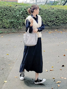 「アイテム（シャツワンピース）」を使った、&りっちさん（レディース・154cm）の冬コーディネート