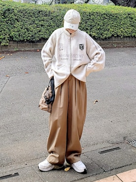 「アイテム（帽子）」を使った、&りっちさん（レディース・154cm）の秋コーディネート