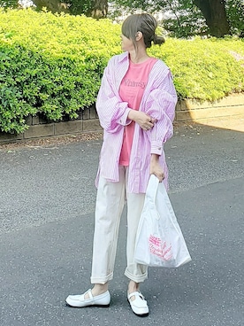 「Traditional Weatherwear（トラディショナルウェザーウェア）のMARCHE BAG MINI（トートバッグ）」を使った、&りっちさん（レディース・154cm）の夏コーディネート