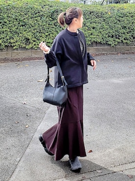 「アイテム（ノーカラージャケット）」を使った、&りっちさん（レディース・154cm）の秋コーディネート