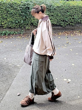 「アイテム（トートバッグ）」を使った、&りっちさん（レディース・154cm）の冬コーディネート