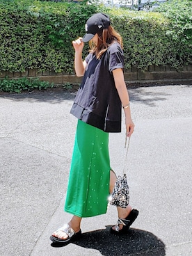 「coca（coca）（コカ）のアイテム（スカート）」を使った、&りっちさん（レディース・154cm）の夏コーディネート