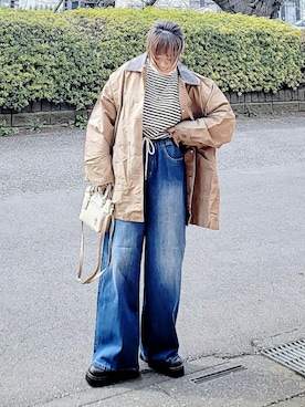 「アイテム（その他アウター）」を使った、&りっちさん（レディース・154cm）の春コーディネート