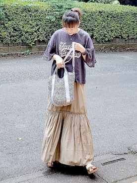 「アイテム（Tシャツ/カットソー）」を使った、&りっちさん（レディース・154cm）の夏コーディネート