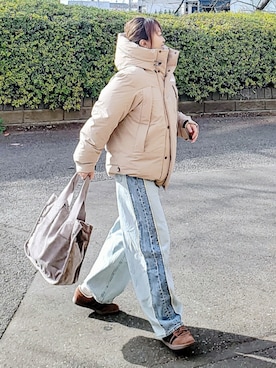 「アイテム（ダウンジャケット/コート）」を使った、&りっちさん（レディース・154cm）の冬コーディネート