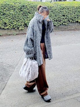 「アイテム（スウェットパンツ）」を使った、&りっちさん（レディース・154cm）の冬コーディネート