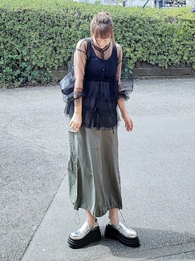 「カーゴスカート」｜&りっちさん（レディース・154cm）の夏コーディネート