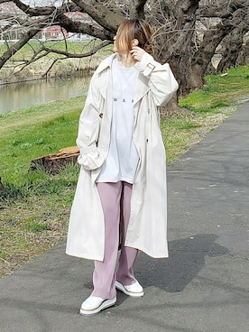 「reca（レカ）のアイテム（トレンチコート）」を使った、&りっちさん（レディース・154cm）の春コーディネート