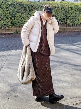 「ikka（イッカ）のアイテム」を使った、&りっちさん（レディース・154cm）の冬コーディネート