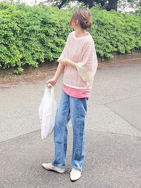 「カラーTシャツ」｜「アイテム（その他シューズ）」を使った、&りっちさん（レディース・154cm）の春コーディネート
