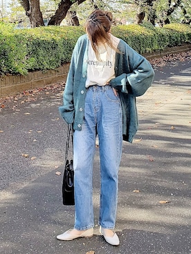 「Crisp（クリスプ）のベーシックデニムパンツ（デニムパンツ）」を使った、&りっちさん（レディース・154cm）の秋コーディネート