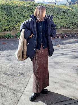 「アイテム（トートバッグ）」を使った、&りっちさん（レディース・154cm）の冬コーディネート