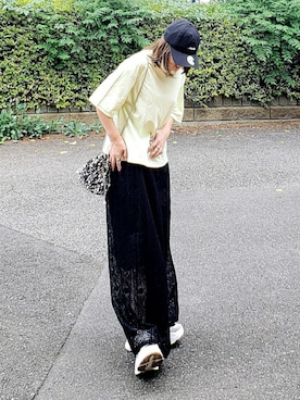 「アイテム（キャップ）」を使った、&りっちさん（レディース・154cm）の夏コーディネート