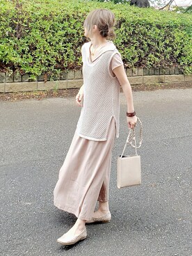 「セーラーカラーワンピース」｜&りっちさん（レディース・154cm）の夏コーディネート