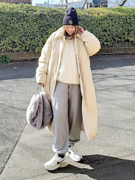 「アイテム（スウェットパンツ）」を使った、&りっちさん（レディース・154cm）の冬コーディネート