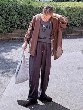 「TODAY edition（トゥデイエディション）の＜TODAY edition＞TODAY IS TANK TOP/タンクトップ（タンクトップ、ブラック系）」を使った、&りっちさん（レディース・154cm）の秋コーディネート