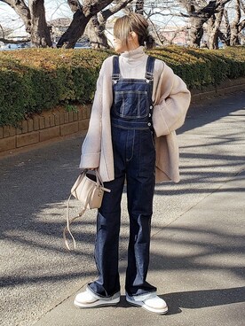 「something_jean」｜「アイテム（オールインワン・サロペット）」を使った、&りっちさん（レディース・154cm）の冬コーディネート