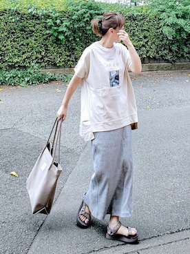 「アイテム（スカート）」を使った、&りっちさん（レディース・154cm）の夏コーディネート