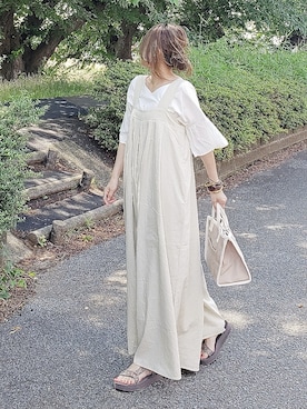 「sakishimatokyo」｜「アイテム（サロペット/オーバーオール）」を使った、&りっちさん（レディース・154cm）の夏コーディネート