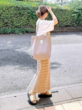 「アイテム（トートバッグ）」を使った、&りっちさん（レディース・154cm）の夏コーディネート