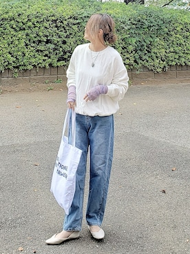 「Crisp（クリスプ）のベーシックデニムパンツ（デニムパンツ）」を使った、&りっちさん（レディース・154cm）の秋コーディネート