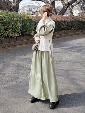 「ITEMS URBANRESEARCH（アイテムズ アーバンリサーチ）のニットベストドッキングワンピース（ワンピース）」を使った、&りっちさん（レディース・154cm）の冬コーディネート